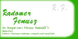 radomer fenusz business card